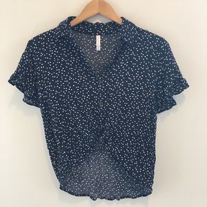 Navy Polka-Dot Blouse